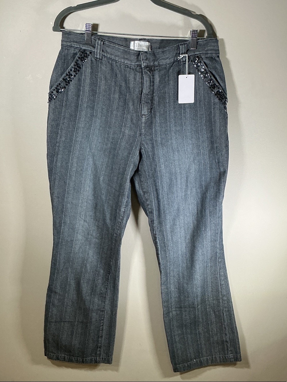CJ Banks Embellished Wide Leg Jeans Size 14W Dark Wash Denim Pants